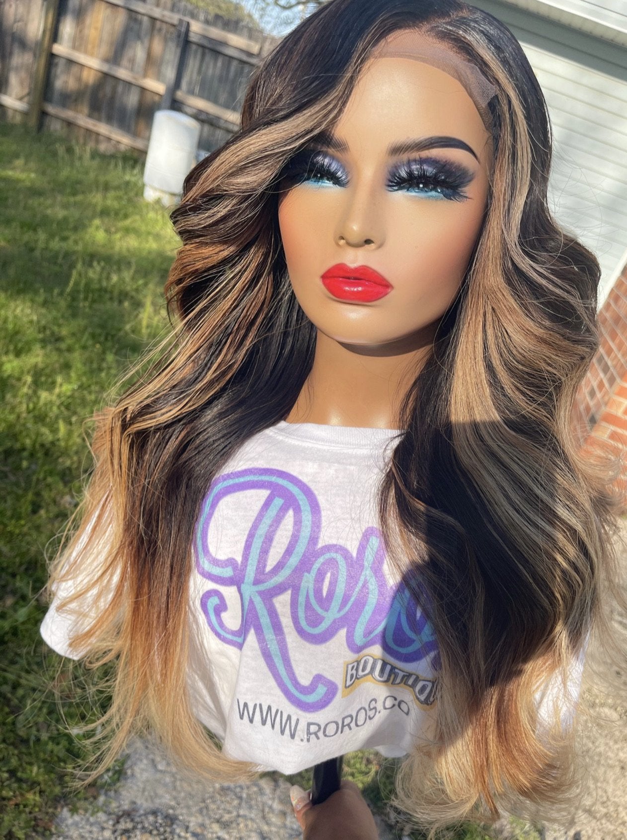5x5 Closure Straight Hair Wig with Blonde Highlights