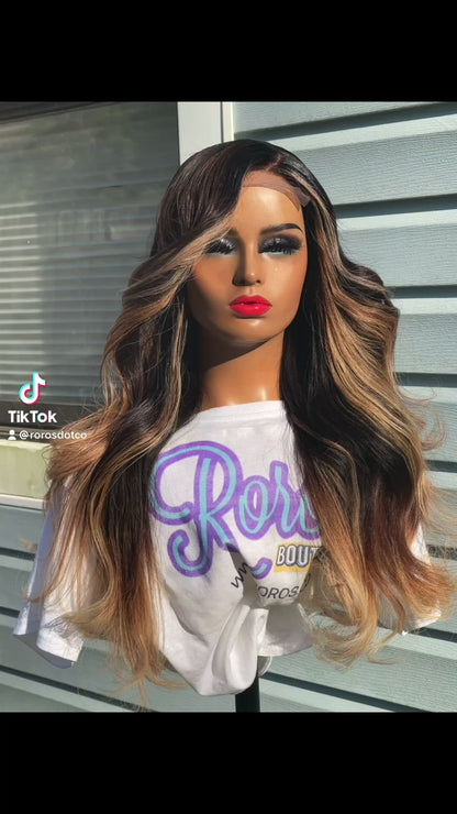 5x5 Closure Straight Hair Wig with Blonde Highlights