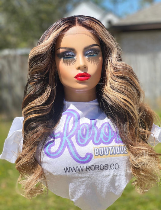 5x5 Closure Straight Hair Wig with Blonde Highlights