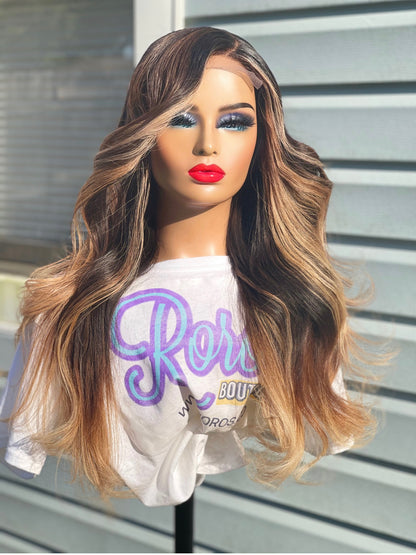 5x5 Closure Straight Hair Wig with Blonde Highlights