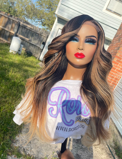 5x5 Closure Straight Hair Wig with Blonde Highlights